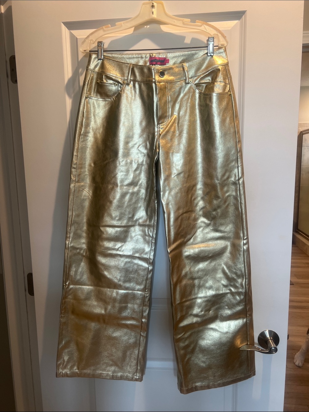 Metallic Gold Wide-Leg Jeans for Women
